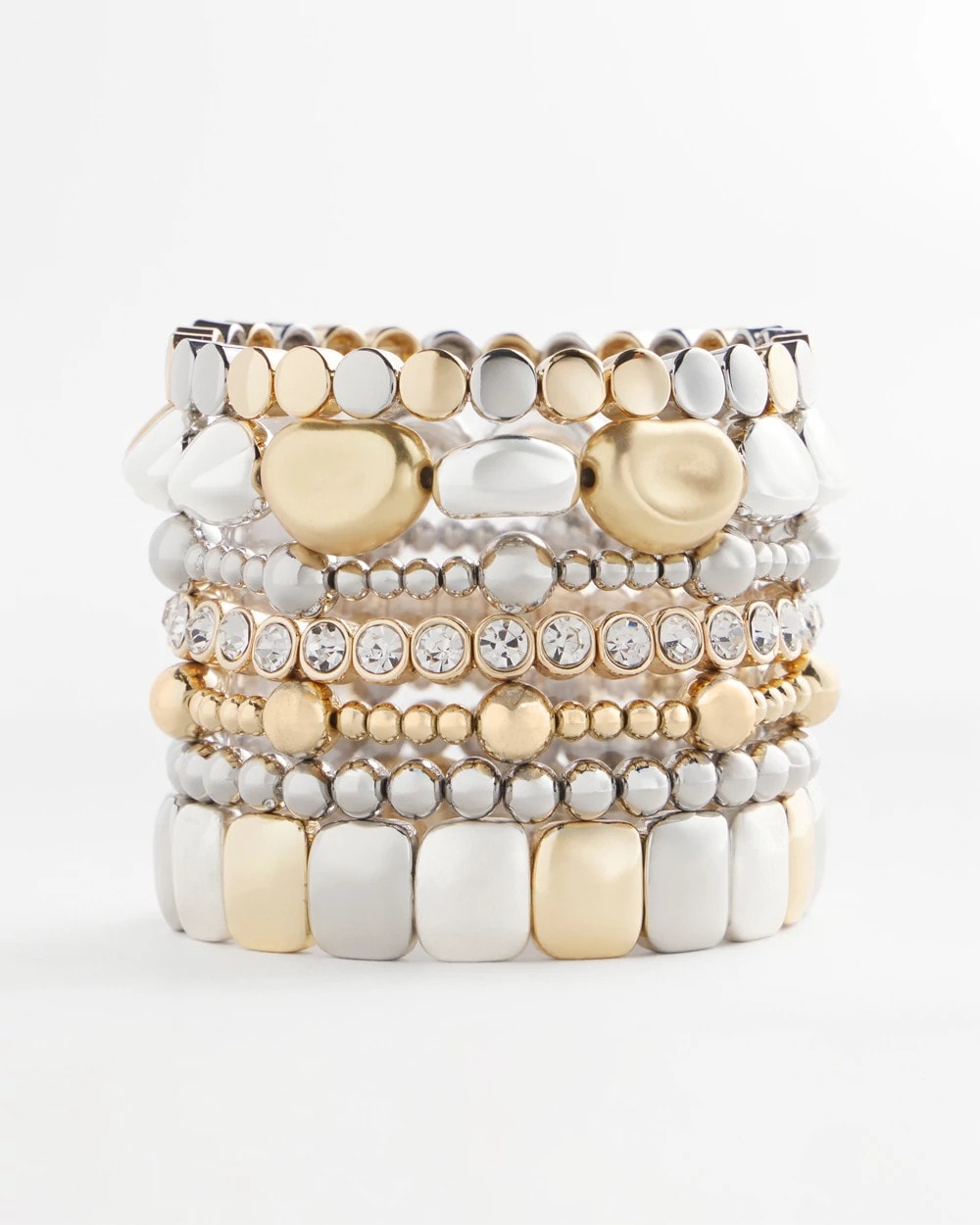 Mixed-Metal Matte Square Stretch Bracelet - Chico's
