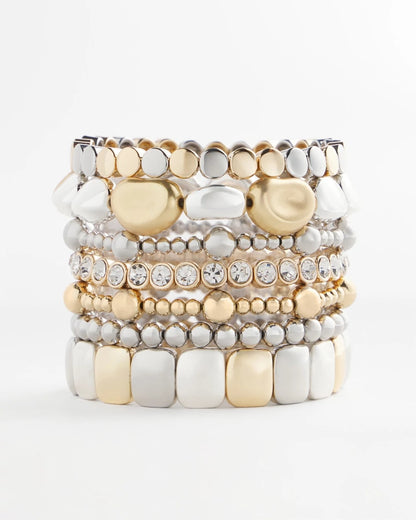 Mixed-Metal Matte Square Stretch Bracelet - Chico's