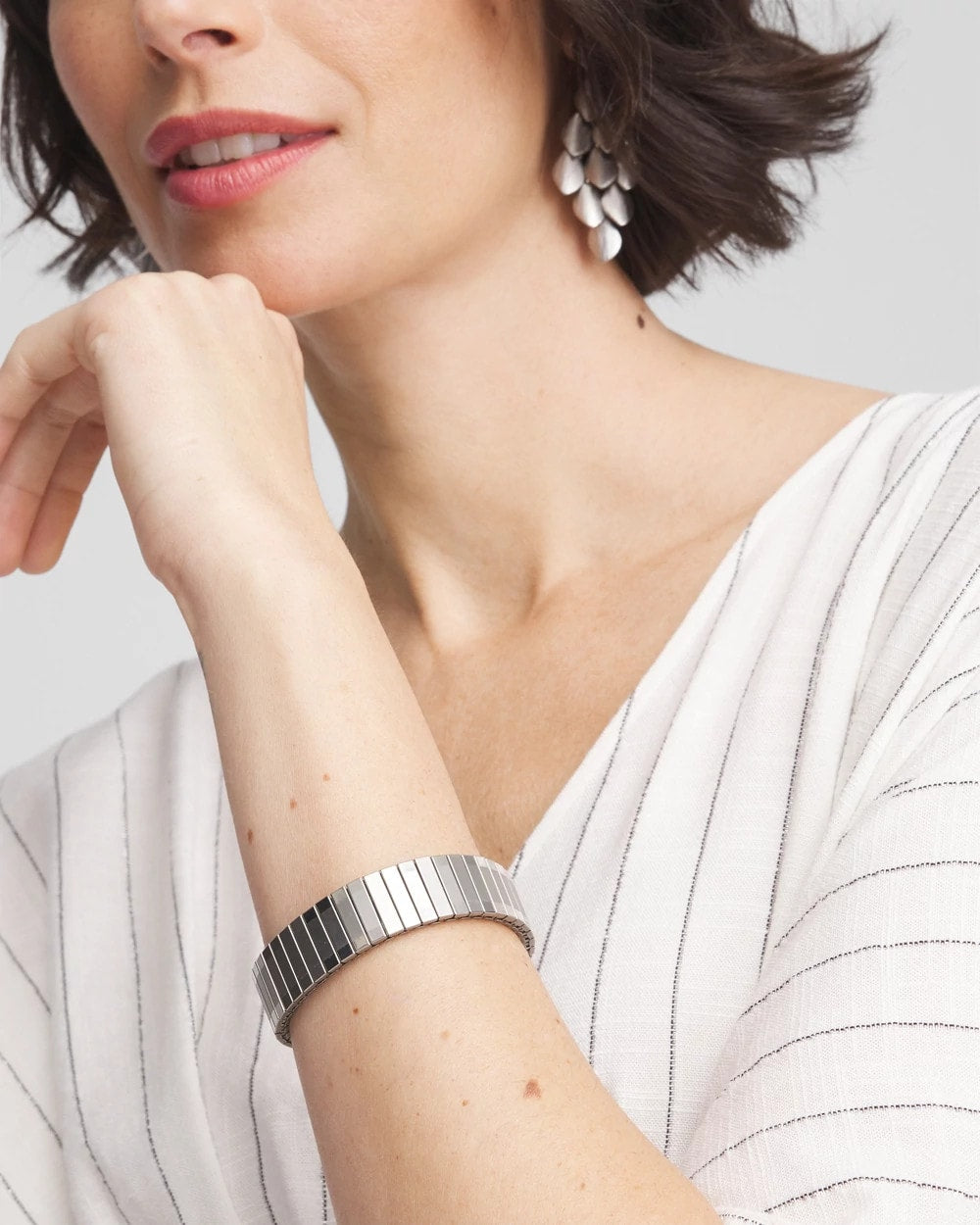 Silver Tone Stretch Watchband Bracelet - Chico's