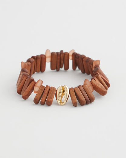 Walnut-Wood-Motif Stretch Bracelet - Chico's