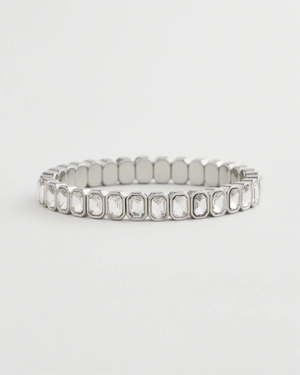 Silver Bezel Set Stretch Tennis Bracelet - Chico's