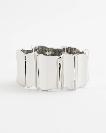 Silvertone Wave Stretch Cuff Bracelet - Chico's