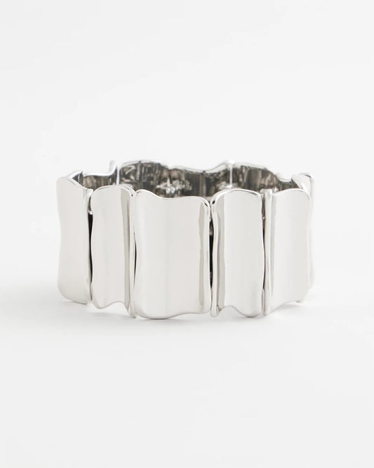 Silvertone Wave Stretch Cuff Bracelet - Chico's