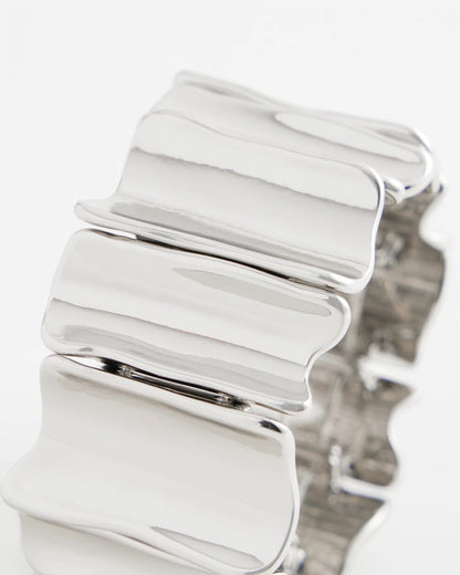 Silvertone Wave Stretch Cuff Bracelet - Chico's