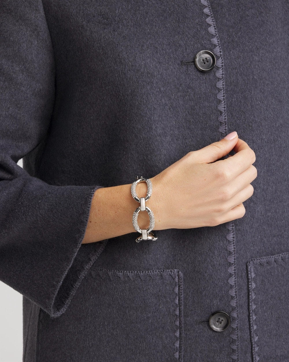 Large Pave Link Toggle Bracelet - Chico's