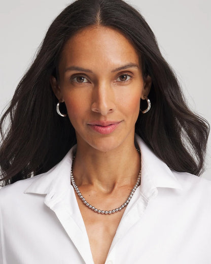 Silvertone Beaded Necklace - Chico's