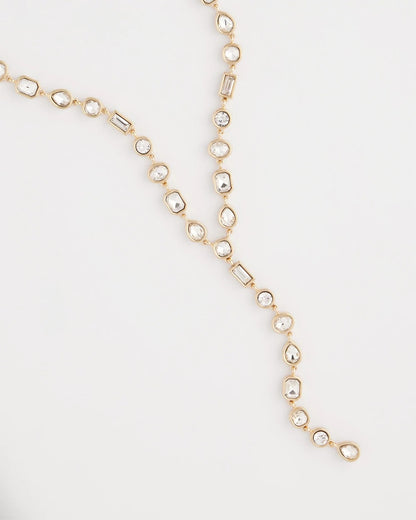 Bezel Set Goldtone Y-Necklace - Chico's