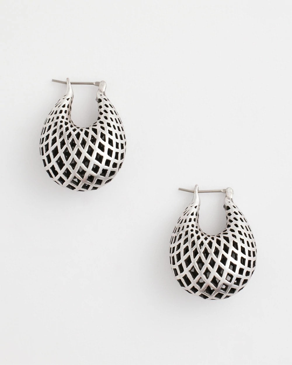 Silver Lattice Puff Hoop Earrings - Chico's