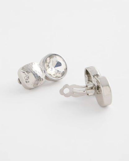 No Droop™ Silver Tone Crystal Clip-On Earrings - Chico's