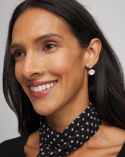 Silvertone Bezel Stud Earrings - Chico's