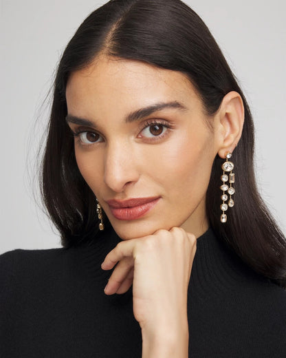 Bezel Set Linear Goldtone Earrings - Chico's