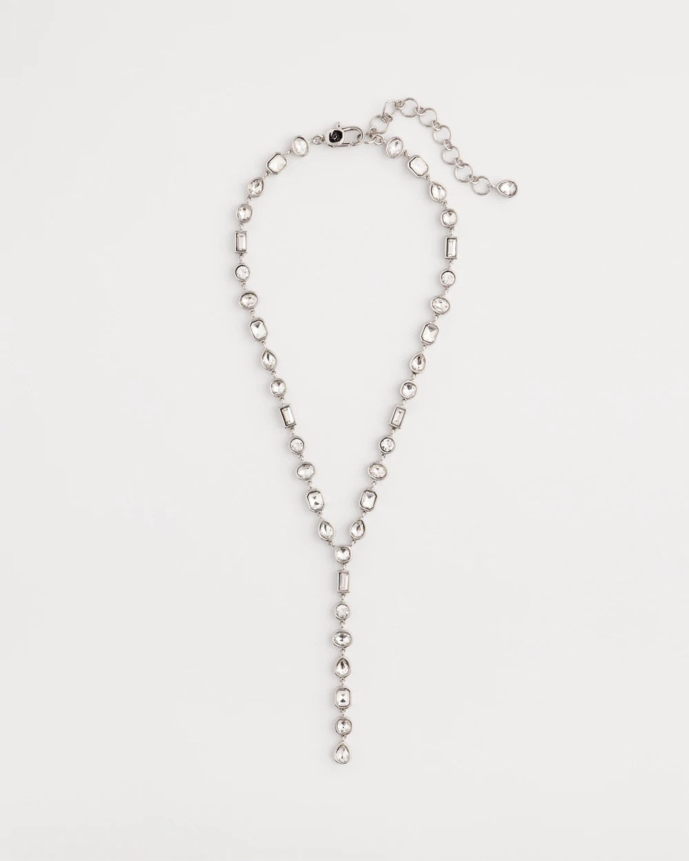 Bezel Set Silvertone Y-Necklace - Chico's