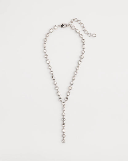 Bezel Set Silvertone Y-Necklace - Chico's