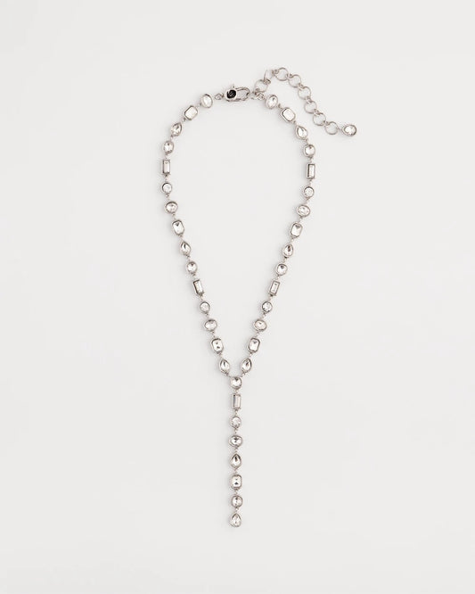 Bezel Set Silvertone Y-Necklace - Chico's