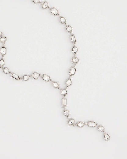 Bezel Set Silvertone Y-Necklace - Chico's