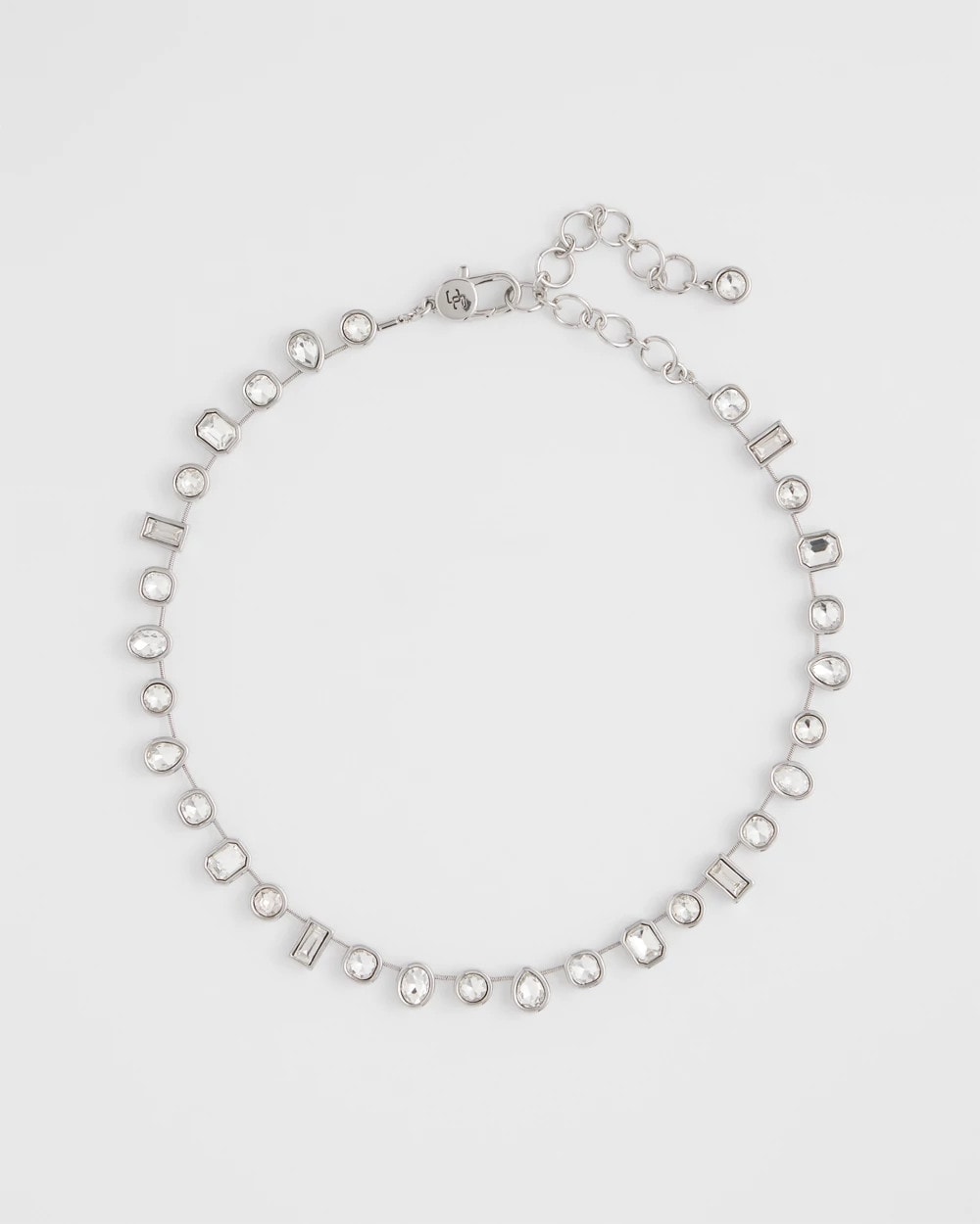 Bezel Set Short Silvertone Necklace - Chico's