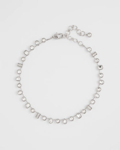 Bezel Set Short Silvertone Necklace - Chico's