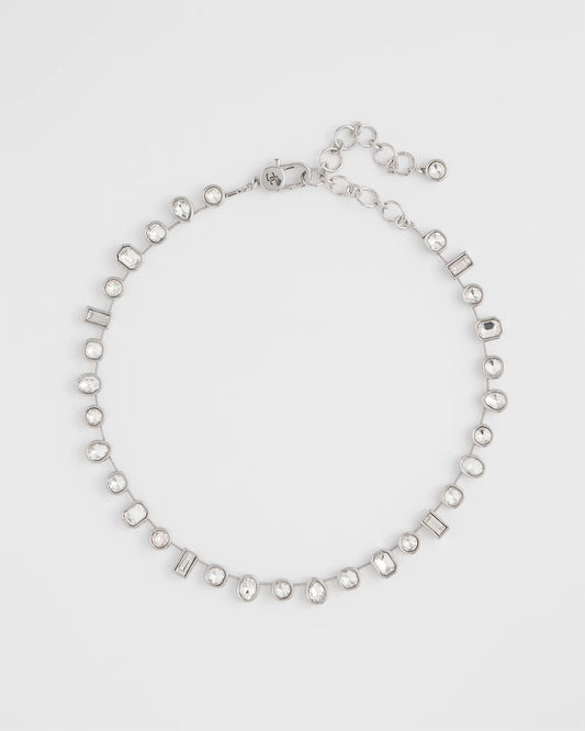 Bezel Set Short Silvertone Necklace - Chico's