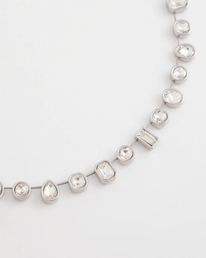 Bezel Set Short Silvertone Necklace - Chico's
