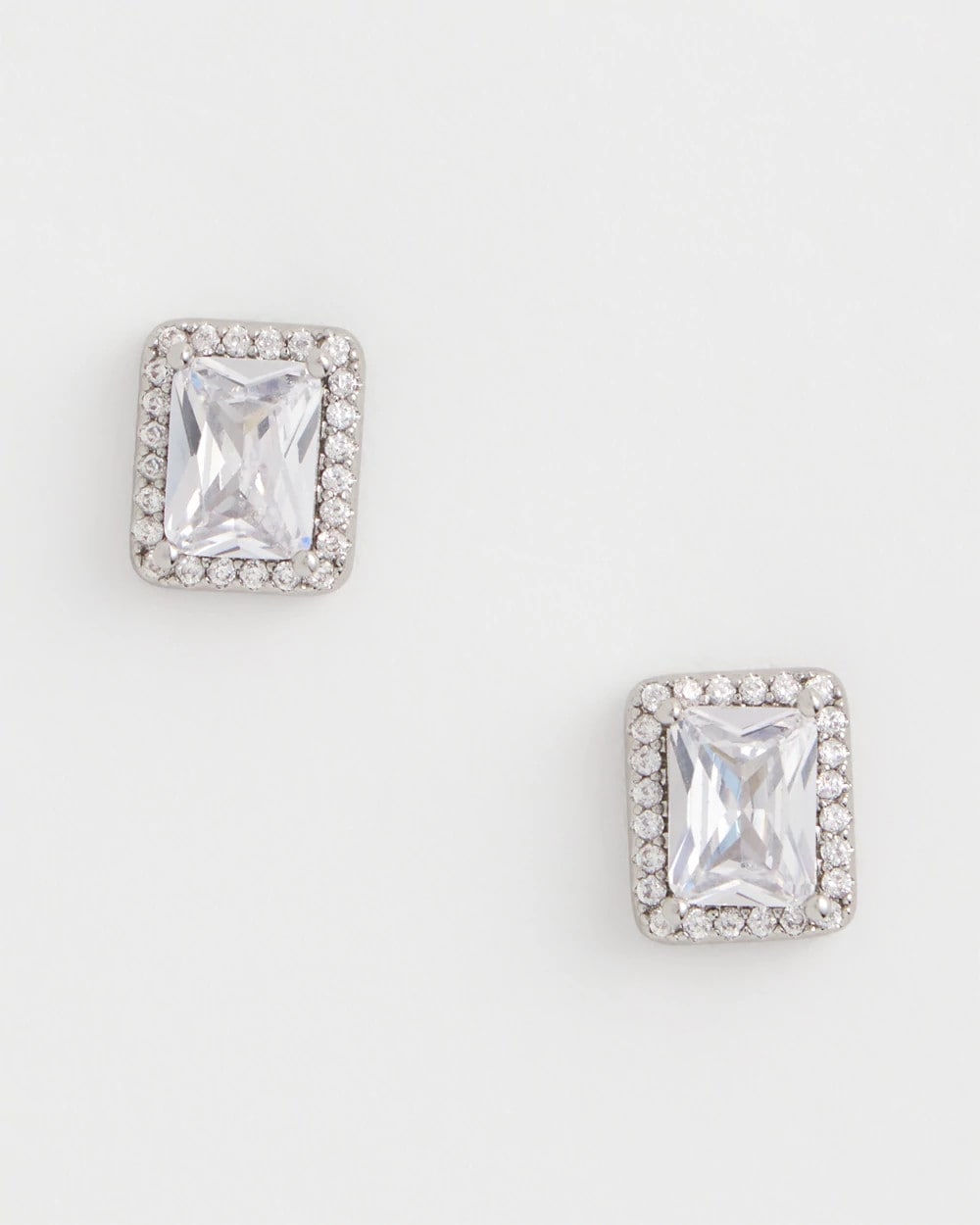 Silver Emerald Cut Stud Earrings - Chico's