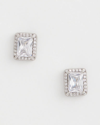 Silver Emerald Cut Stud Earrings - Chico's
