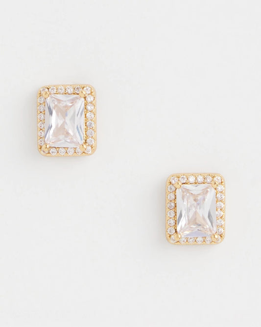 Gold Emerald Cut Stud Earrings - Chico's