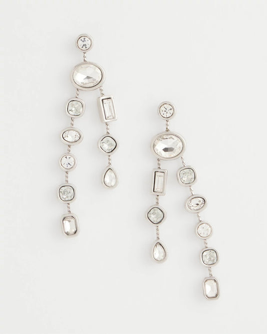 Bezel Set Linear Silvertone Earrings - Chico's