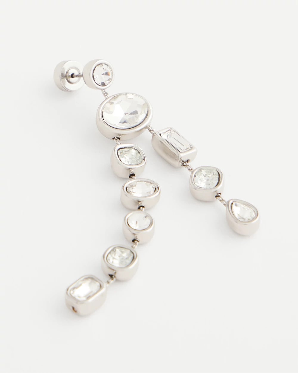 Bezel Set Linear Silvertone Earrings - Chico's