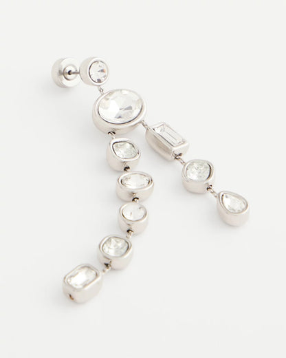 Bezel Set Linear Silvertone Earrings - Chico's