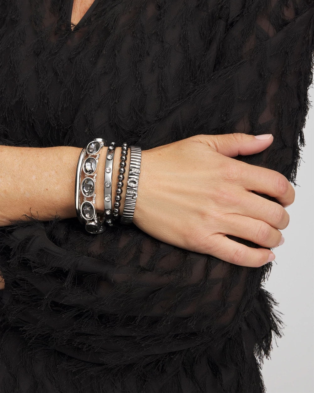 Hematite Rhinestone Tone Bangle - Chico's