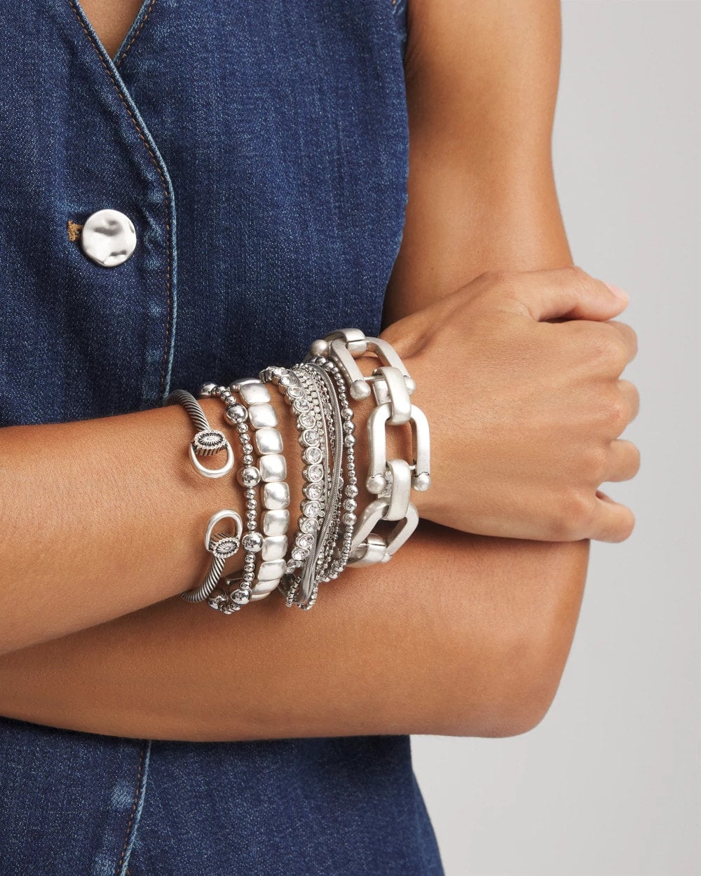 Silvertone Stretch Bracelet - Chico's