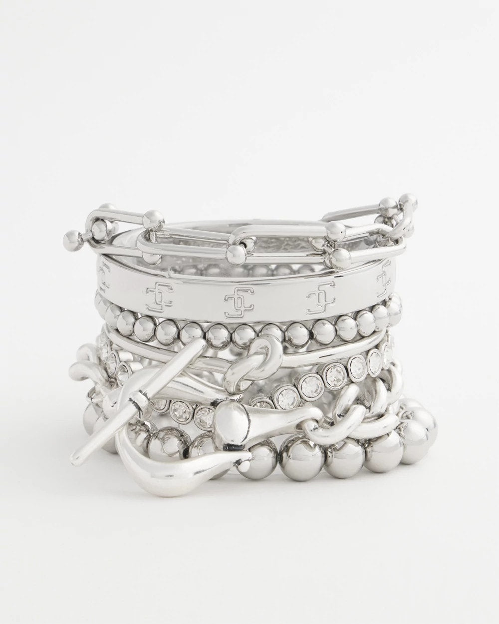 Small Beaded Silver Tone Stretch Bracelet - Chico's