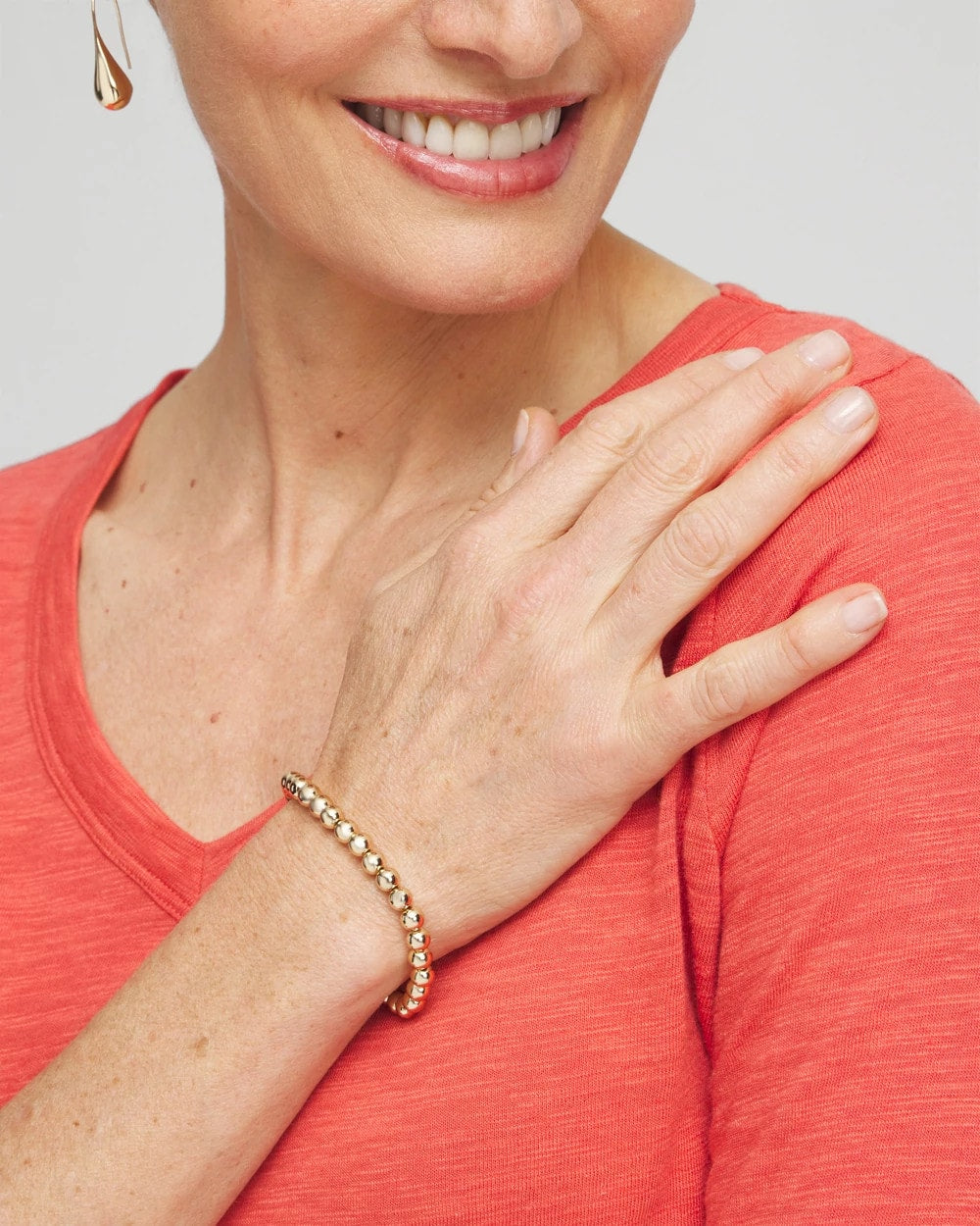 Small Beaded Gold Tone Stretch Bracelet - Chico's