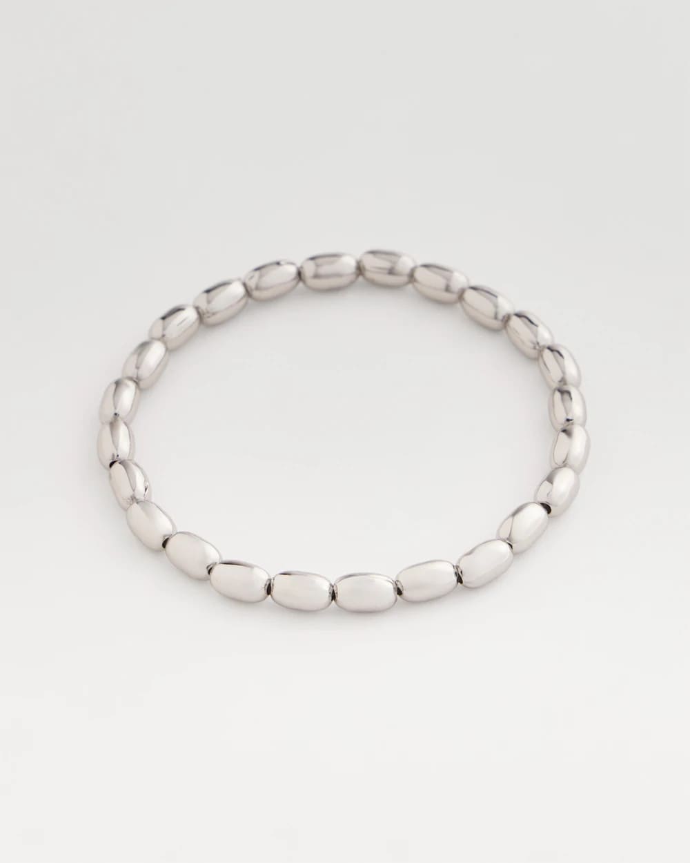 Silvertone Oval Beaded Stretch Bracelet - Chico's