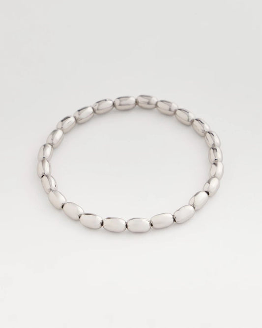 Silvertone Oval Beaded Stretch Bracelet - Chico's