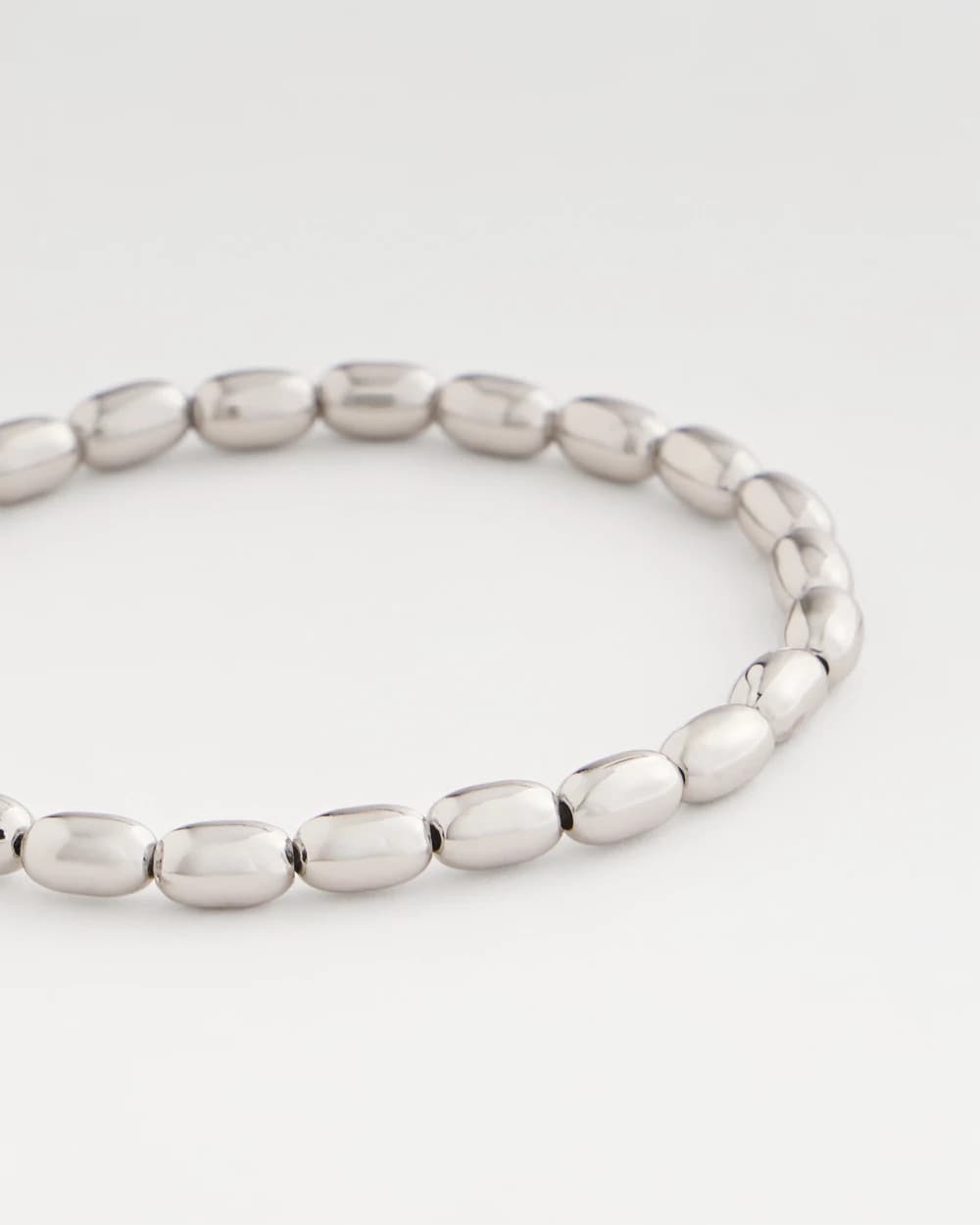 Silvertone Oval Beaded Stretch Bracelet - Chico's