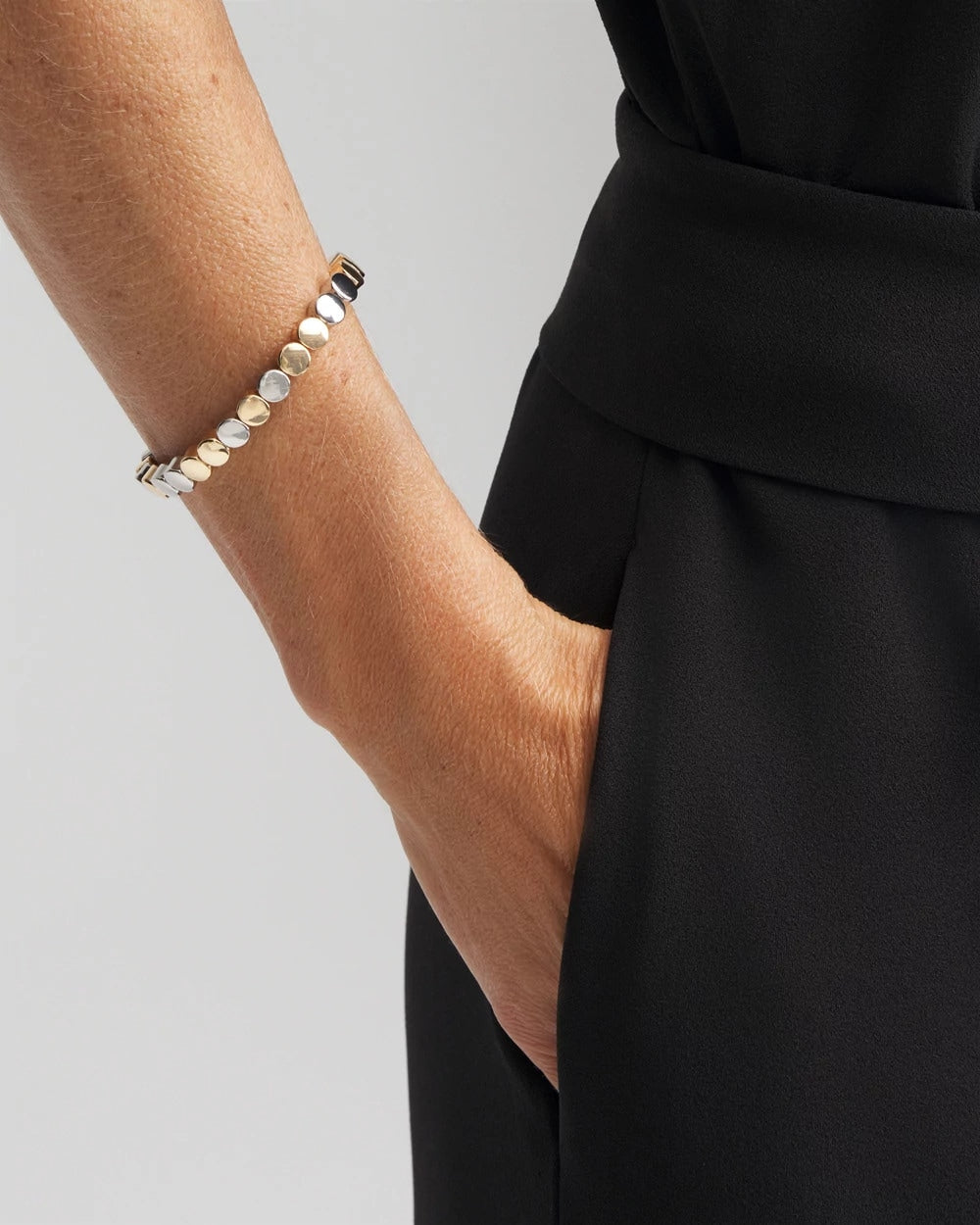 Silver & Gold Tone Round Stretch Bracelet - Chico's