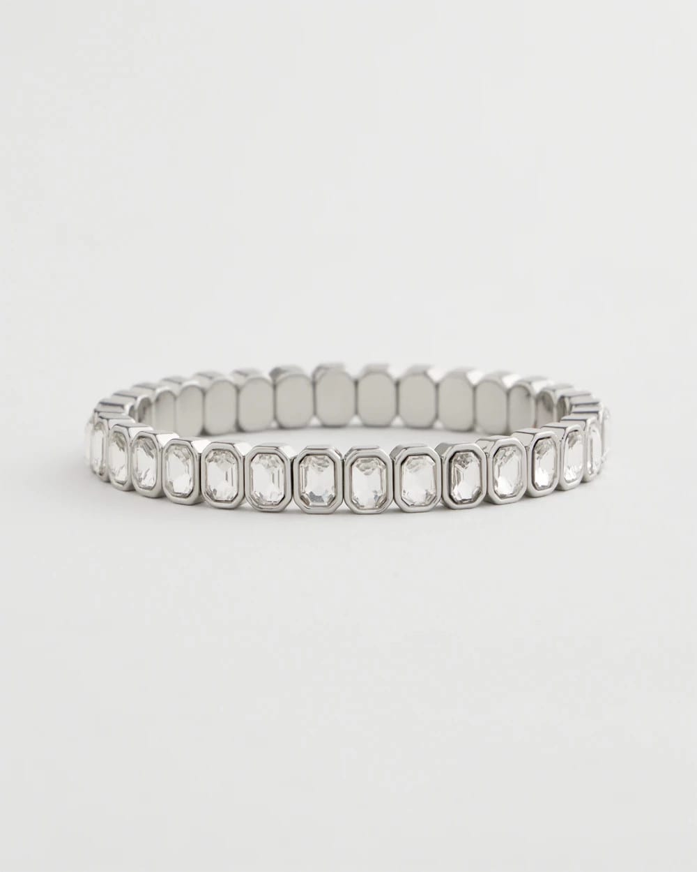 Silver Bezel Set Stretch Tennis Bracelet - Chico's