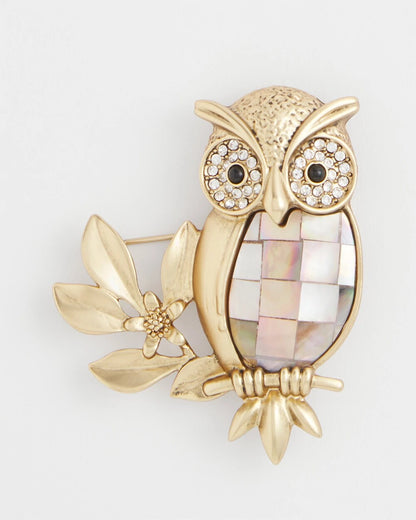 Goldtone Owl Brooch - Chico's