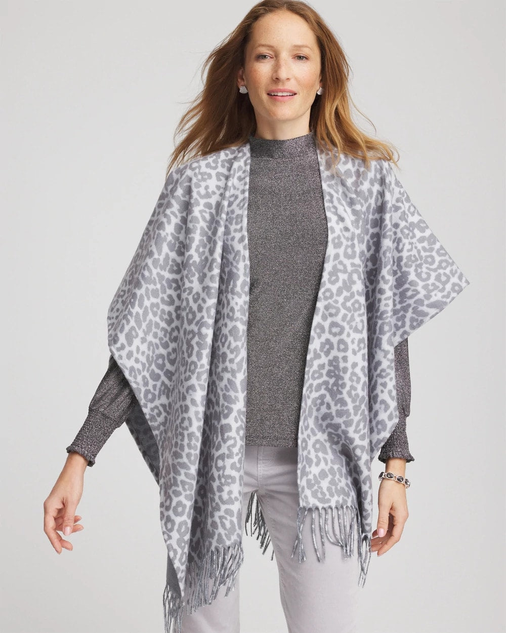 Reversible Animal Print Fringe Ruana - Chico's
