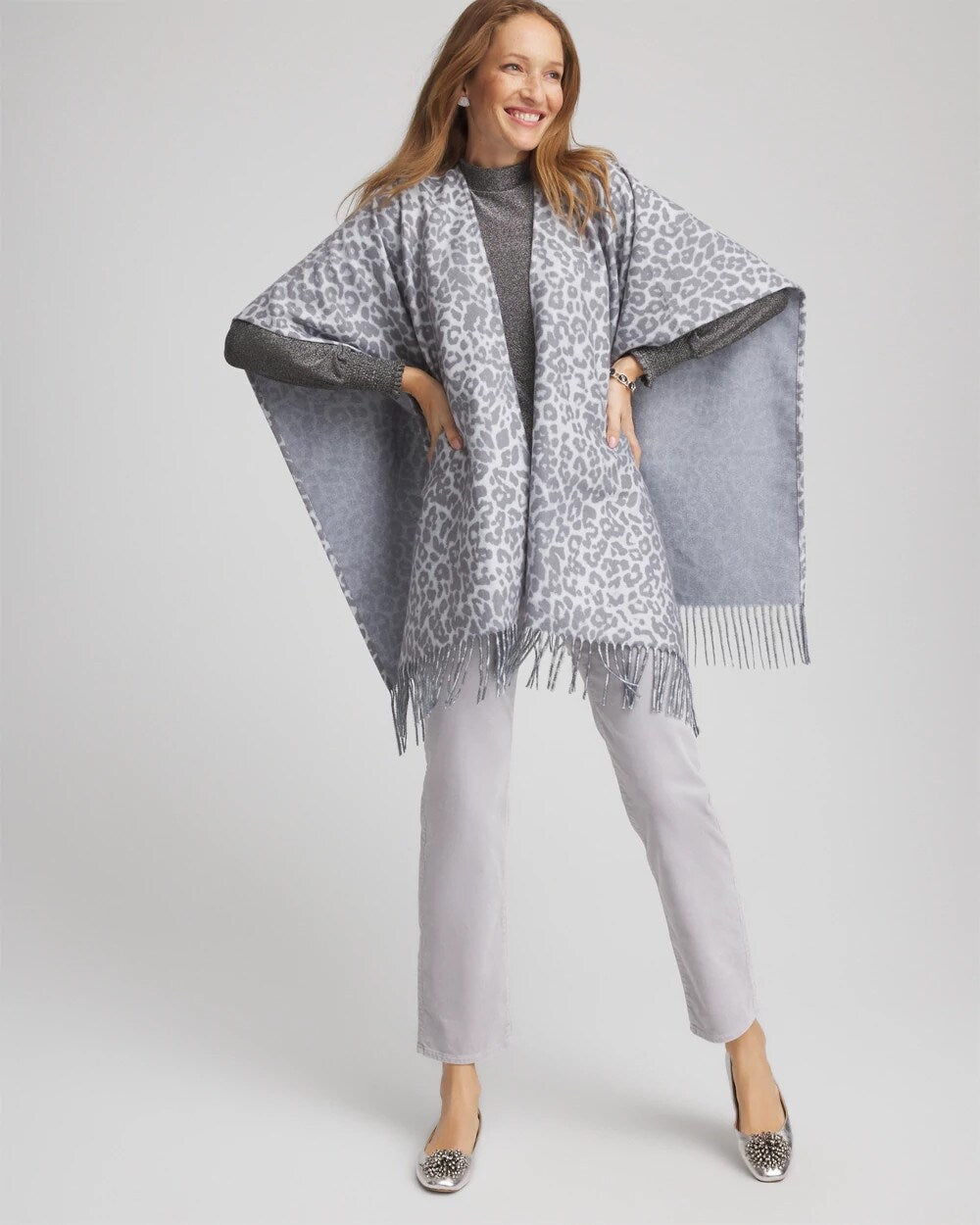 Reversible Animal Print Fringe Ruana - Chico's