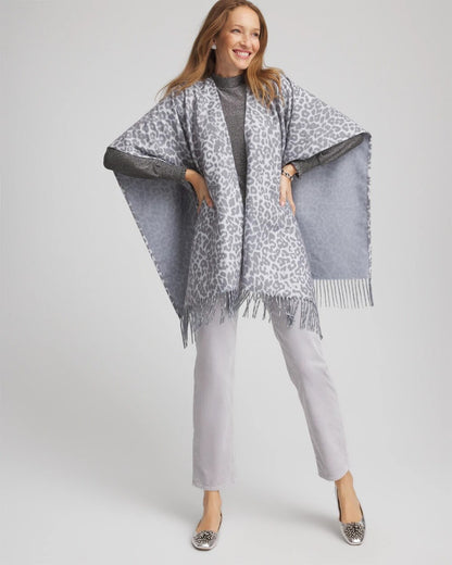 Reversible Animal Print Fringe Ruana - Chico's