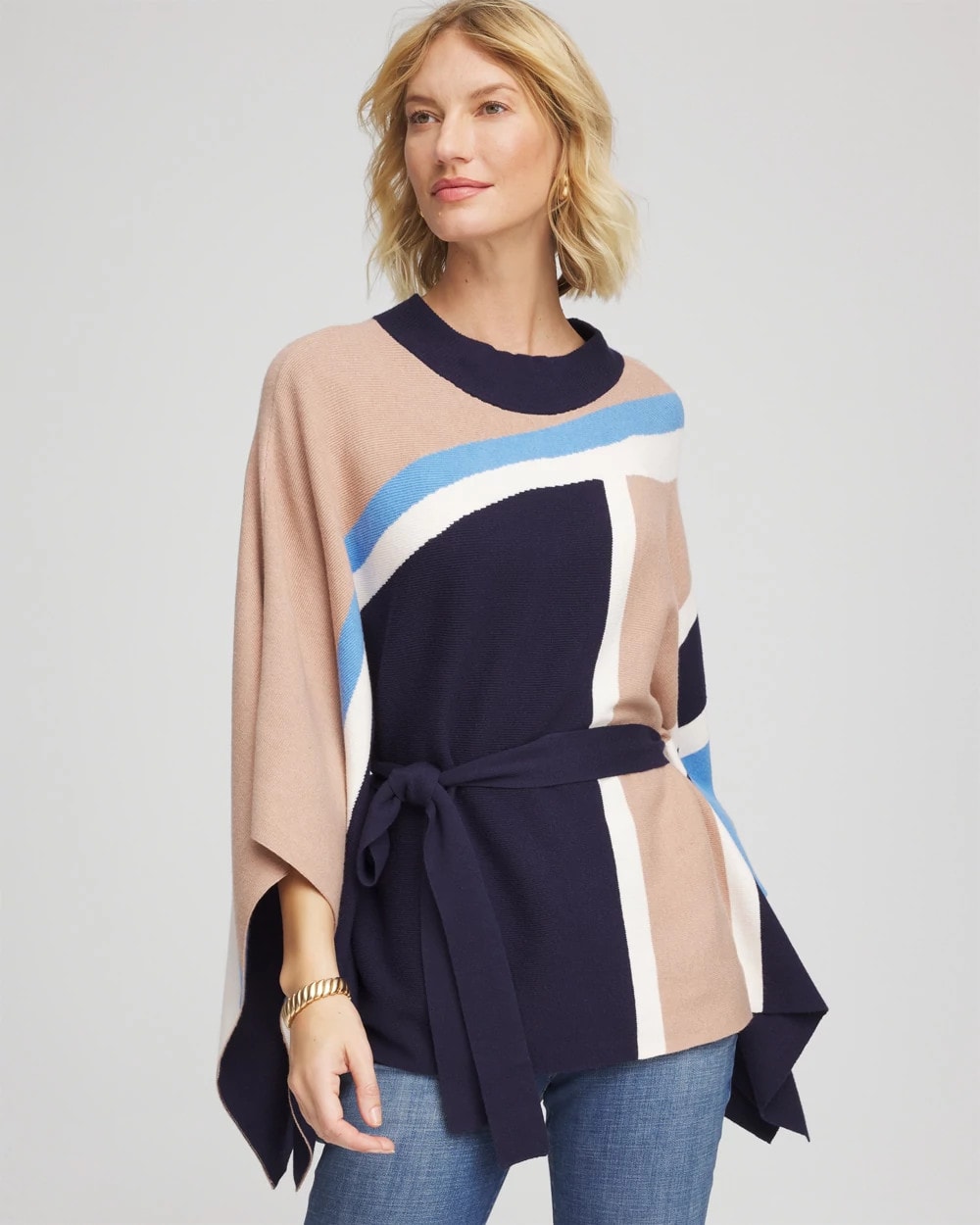 Belted Colorblock Poncho - Chico's