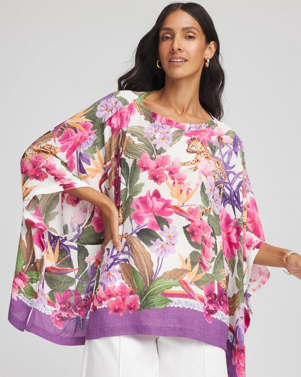 Floral-Print Poncho - Chico's