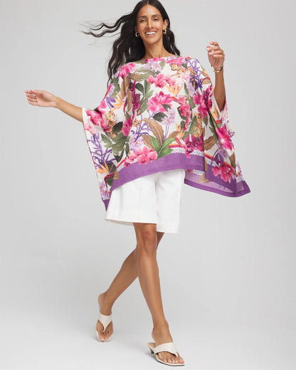 Floral-Print Poncho - Chico's