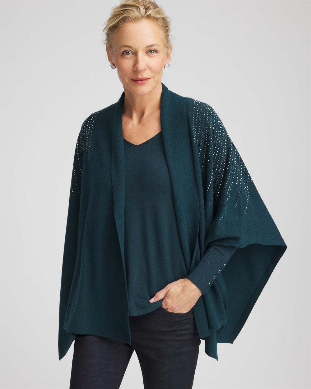 Embellished Shawl Collar Ruana - Chico's