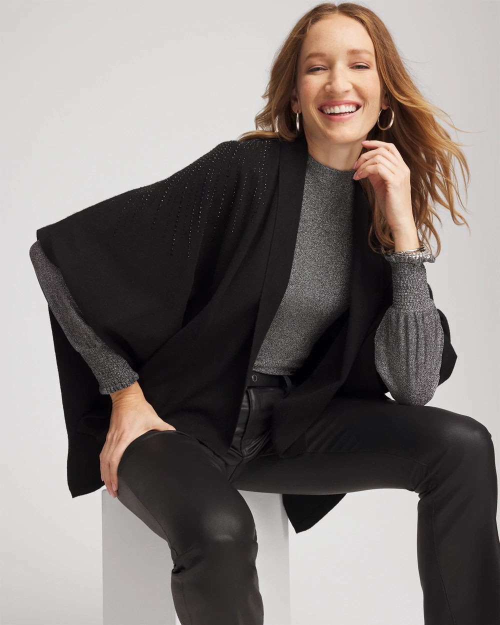Embellished Shawl Collar Ruana - Chico's