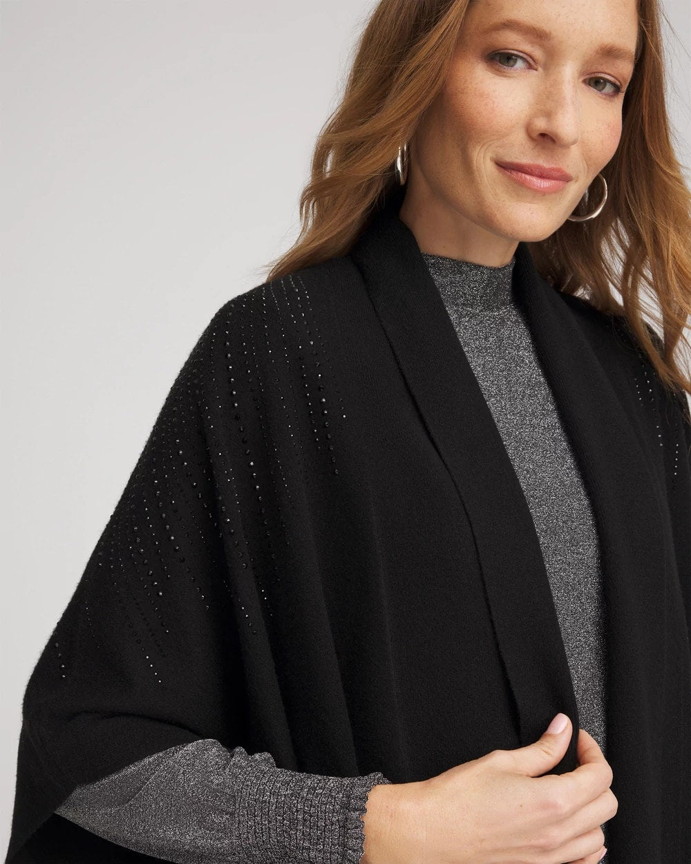 Embellished Shawl Collar Ruana - Chico's