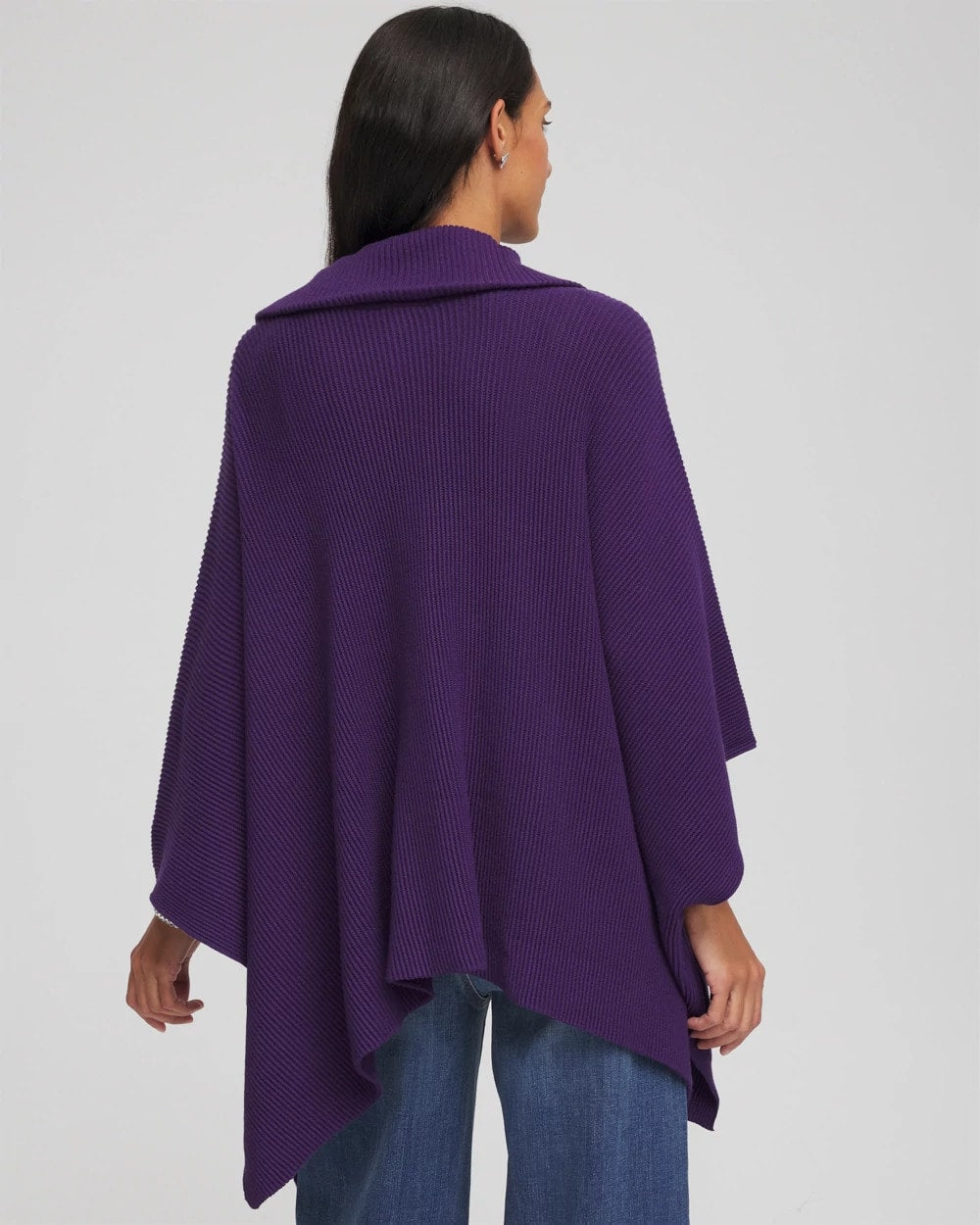 Rhinestone Zip-Collar Sweater Poncho - Chico's