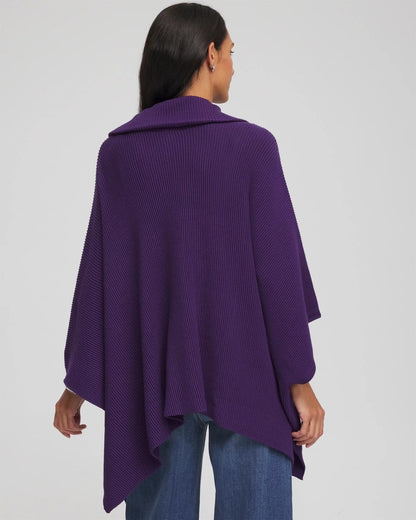 Rhinestone Zip-Collar Sweater Poncho - Chico's
